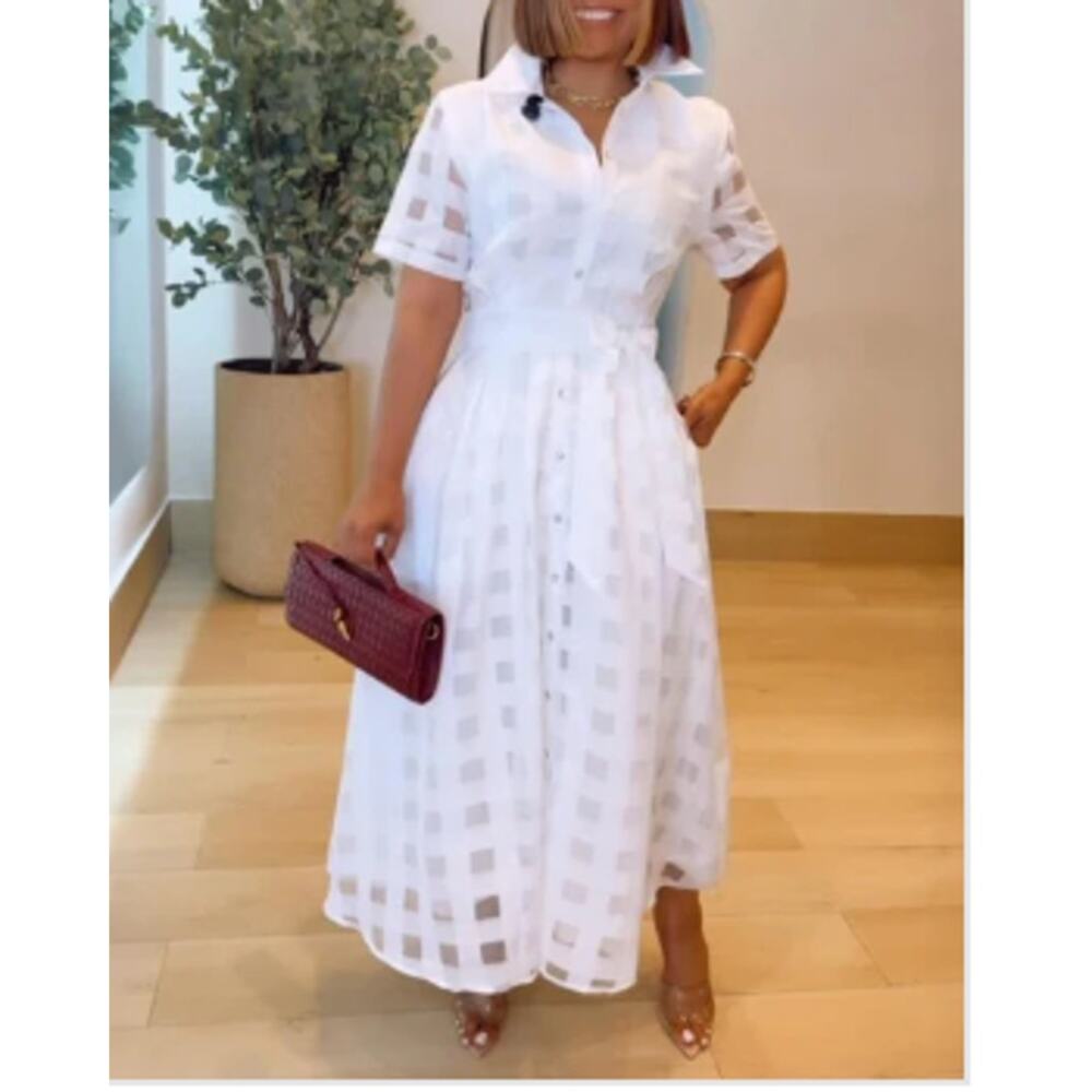 NWOT Chicme  Collar Maxi White Dress Sx XL